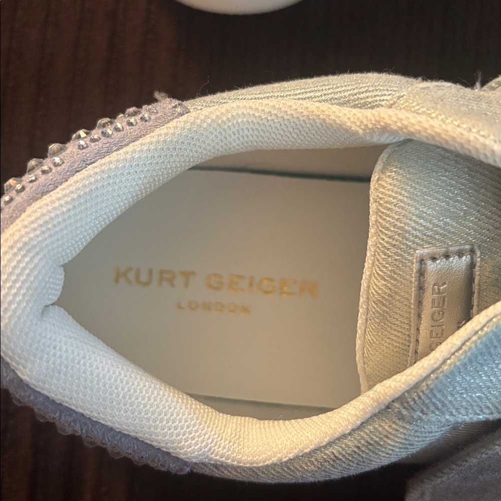 Kurt Geiger Sparkly Denim Kids Sneakers with Rhinestone Bow - Picture 5 of 8